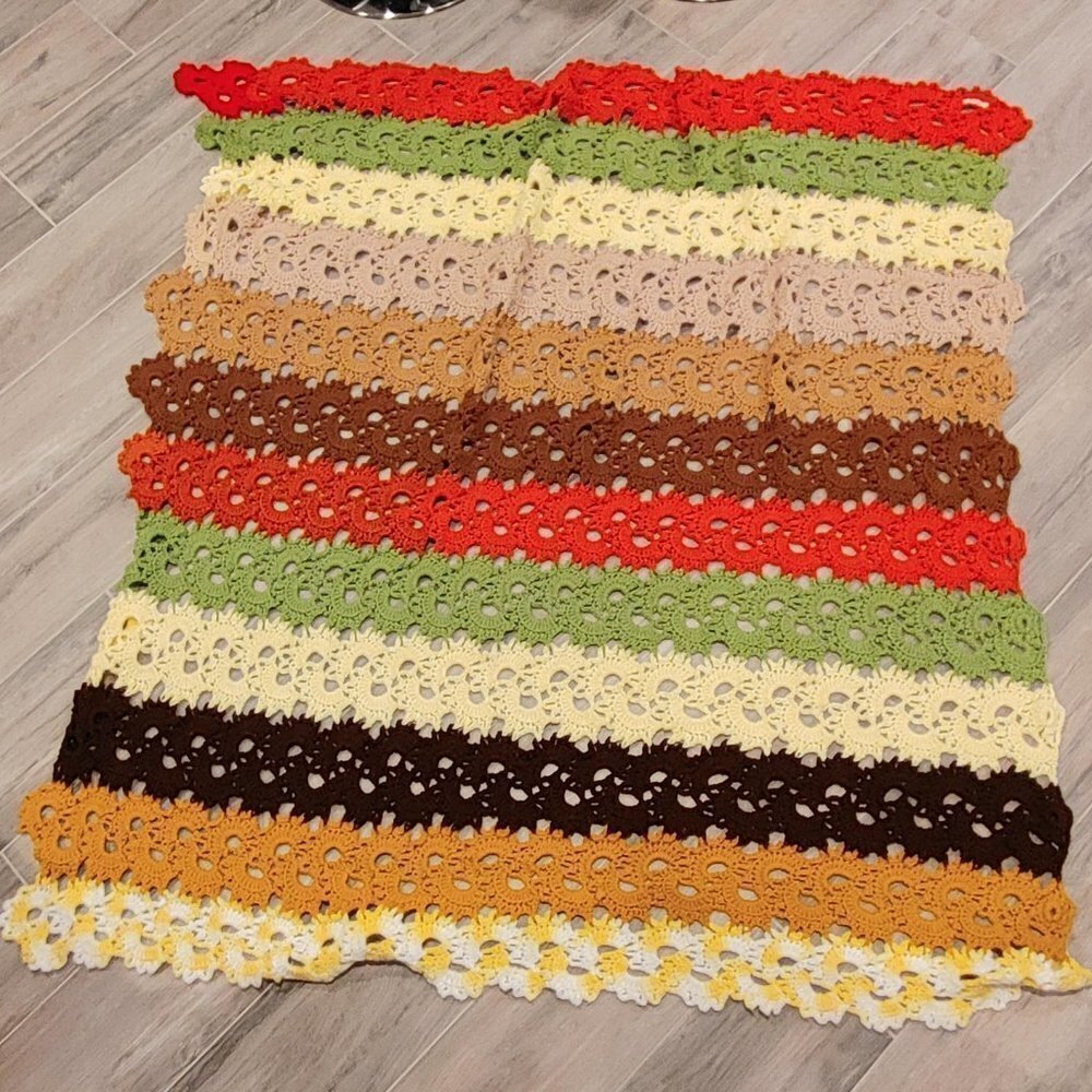 Vintage Afgahan Crochet Throw Handmade